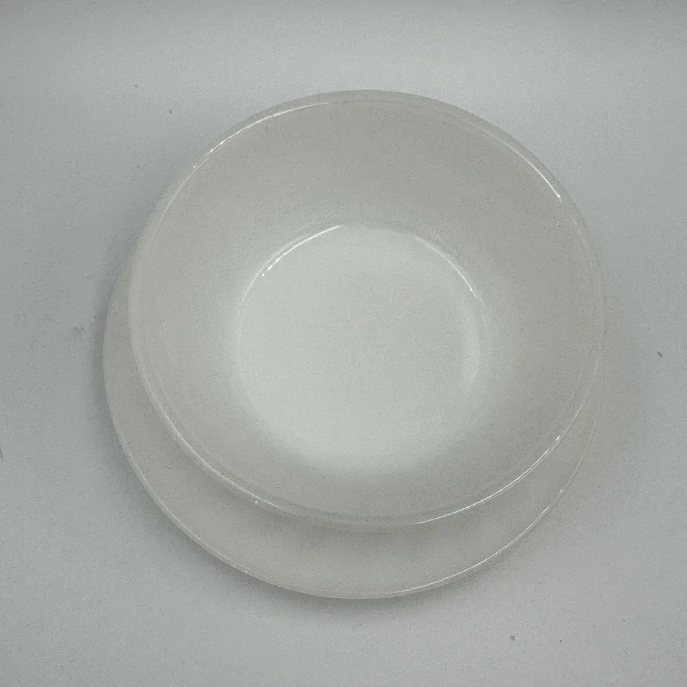 Anchor Hocking Fire-King Milk Glass Swirl Chili Bowl 8 oz & Saucer White Vintage